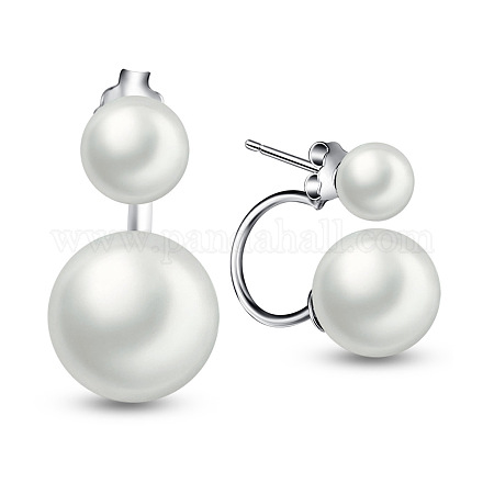SHEGRACE Chic 925 Sterling Silver Shell Pearl Front and Back Earrings JE173A-1
