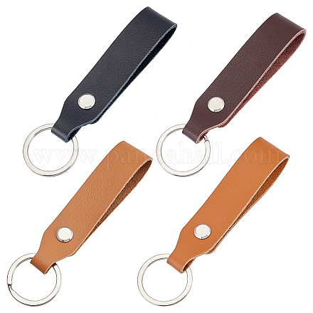 Wadorn® 4pcs porte-clés en cuir de vachette 4 couleurs DIY-WR0001-72-1