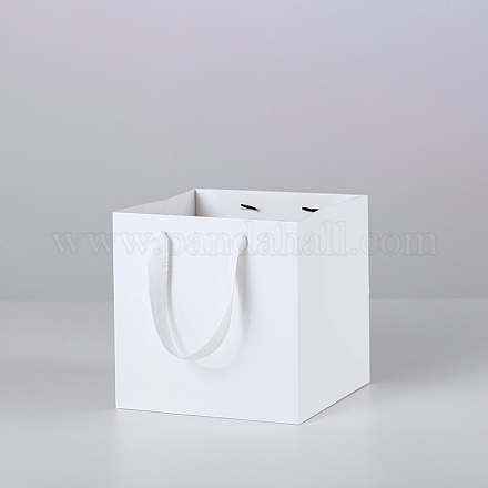 Bolsas de regalo de papel kraft de color sólido con asas de cinta PAAG-PW0001-103A-01-1