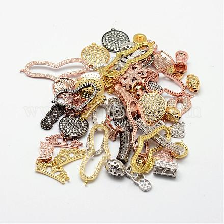 Mixed Shapes Brass Micro Pave Cubic Zirconia Links ZIRC-M107-01-1