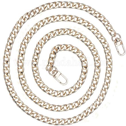 SUPERDANT 55inch DIY Iron Flat Chain Strap Handbag Chains Accessories Purse Straps Shoulder Cross Body Replacement Straps-with 2pcs Metal Buckles IFIN-PH0024-03G-9x140-1