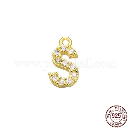 Real 18K Gold Plated 925 Sterling Silver Micro Pave Clear Cubic Zirconia Charms STER-P054-10G-S-1