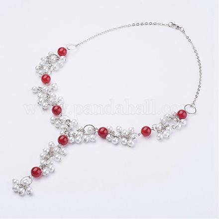 Colliers de perles naturelles cornaline NJEW-JN01888-03-1
