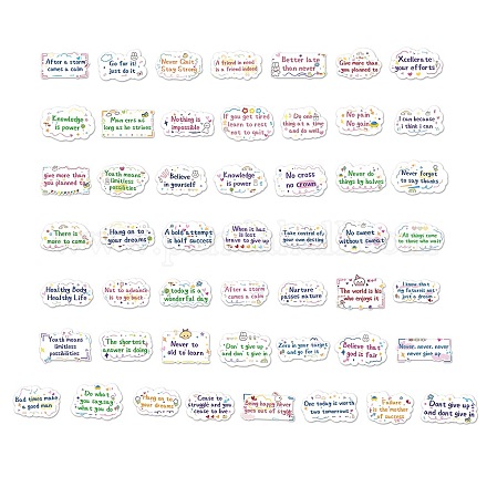 50 pièces thème inspirant dessin animé mot anglais papier autocollant étiquette ensemble DIY-G078-01-1
