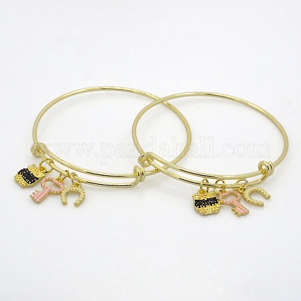 Réglables d'or bracelets en laiton de tonalité de bracelets extensibles BJEW-J097-03G-1