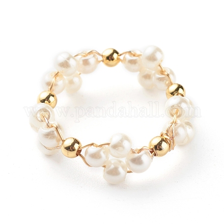 Perlas de vidrio anillos de dedo X1-RJEW-TA00005-1