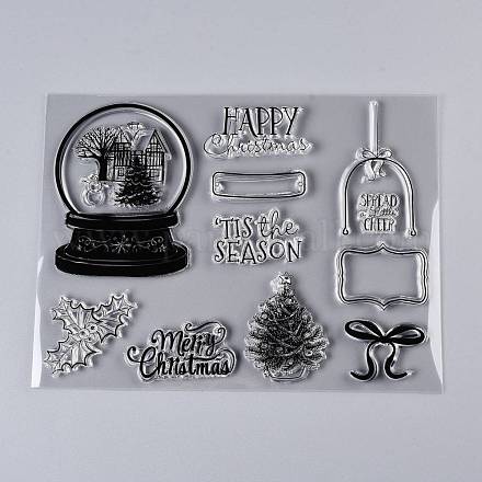 プラスチックスタンプ  DIYスクラップブッキング用  装飾的なフォトアルバム  カード作り  スタンプシート  クリスマステーマの模様  200~218x150~156x3mm DIY-M010-A12-1
