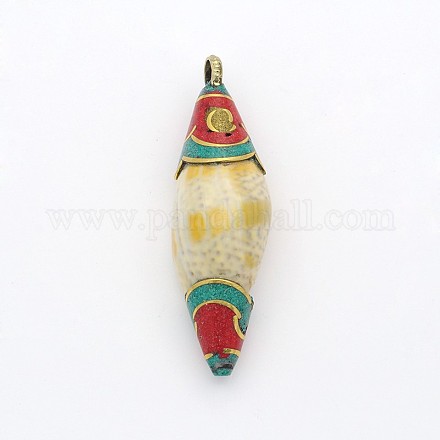 Handmade Tibetan Style Rice Pendants TIBEP-M033-04A-1
