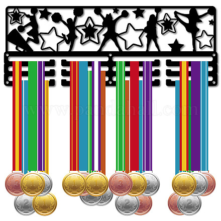 CREATCABIN Cheerleader Medal Holder Medal Hanger Display Star Rack Sports Metal Hanging Athlete Awards Iron Wall Mount Decor Over 60 Medals for Competition Ribbon Medals Medalist Black 15.7x5.9Inch ODIS-WH0037-188-1