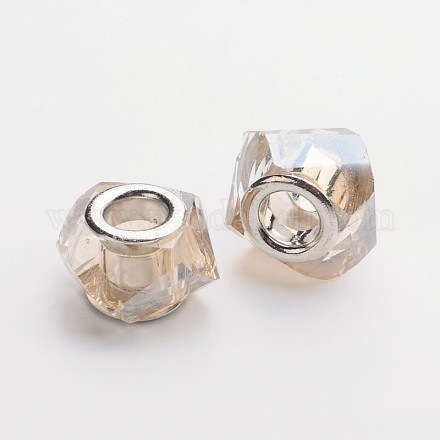 Faceted Electroplated Glass European Large Hole Beads GPDL-F011-16-1
