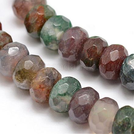 Faceted Natural Indian Agate Rondelle Beads Strands G-K090-11-1