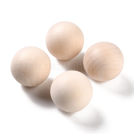(Defective Closeout Sale: Crack)Natural Wooden Round Ball WOOD-XCP0001-29-1