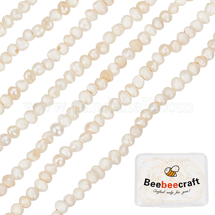 Beebeecraft2連売り天然養殖淡水真珠ビーズ連売り  ポテト  貝殻色  1.5~2x1.5~3x1.5~2mm  穴：0.5mm  約142個/連  13.78インチ（35cm） PEAR-BBC0001-18-1