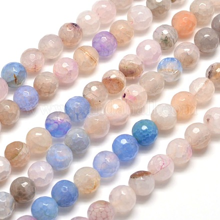 Dyed Natural Agate Faceted Round Beads Strands G-E267-09-1