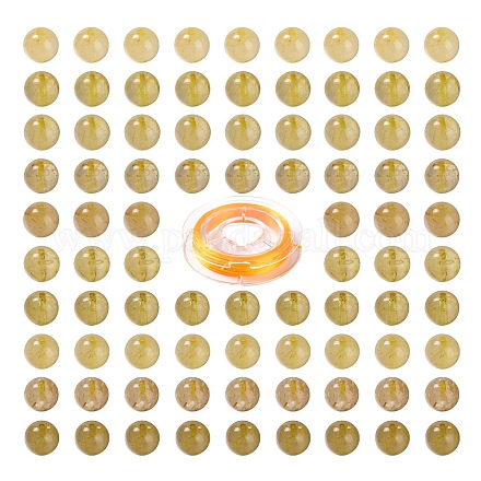 100 Stk. 8 mm Naturgold Rutilquarz runde Perlen DIY-LS0002-49-1