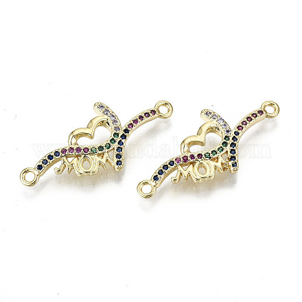 Brass Micro Pave Colorful Cubic Zirconia Links Connectors KK-S061-99G-NR-1