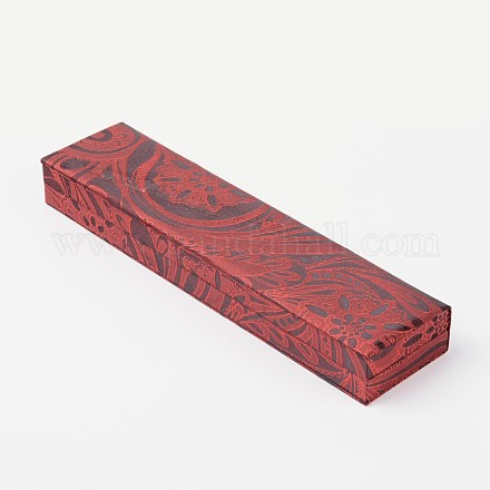 Rectángulo chinoiserie bordado cajas de collar de seda OBOX-F002-09-1
