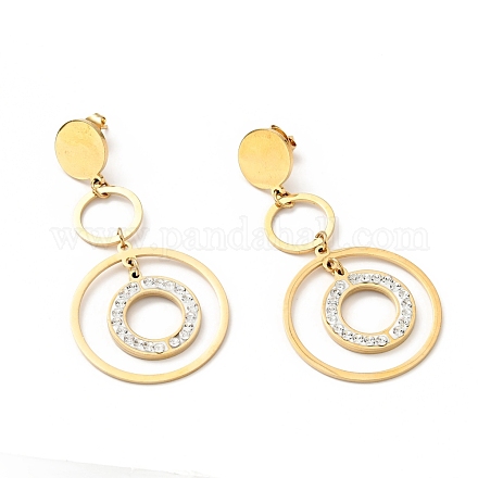Crystal Rhinestone Ring Dangle Stud Earrings with 316 Stainless Steel Pins EJEW-F285-02G-1