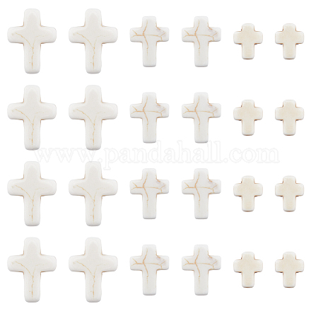 SUNNYCLUE 1 Box 90Pcs White Cross Beads Mini Small Synthetic Turquoise Stone Cross Bead Tiny Pocket Crosses Easter Holiday Crucifix Loose Spacer Beads for Jewelry Making Beading Supplies DIY Crafts TURQ-SC0001-21A-1