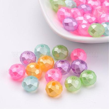 Faceted Spray Painted Transparent Glass Beads X-DGLA-R030-10mm-M-1
