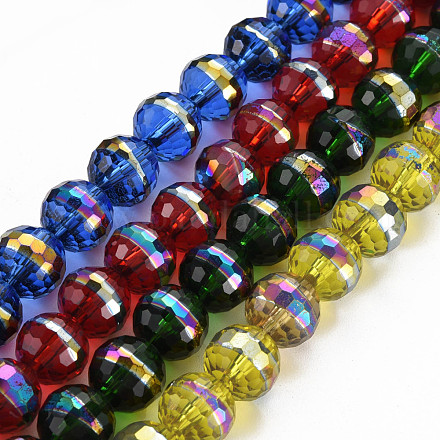 Electroplate Transparent Glass Beads Strands EGLA-N006-031-A-1