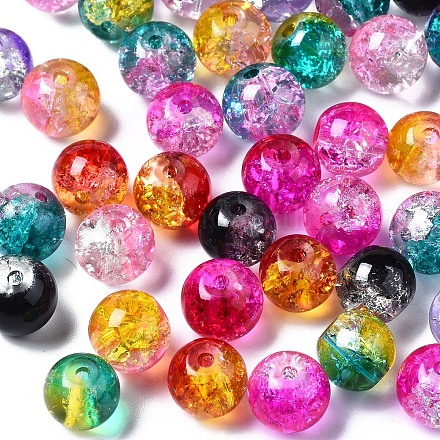 Transparent Crackle Baking Painted Glass Beads DGLA-N033-10-1