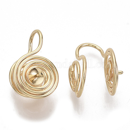 Brass Peg Bails Clip-on Earring Findings KK-S355-034-NF-1
