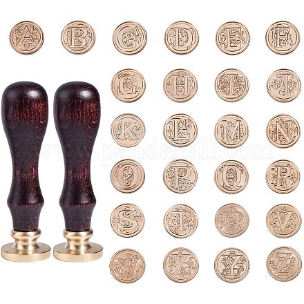 PandaHall Elite Brass Retro Alphabet Initials Wax Sealing Stamp PH-TOOL-G011-09G-1