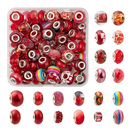 80Pcs 20 Style Rondelle European Beads Set for DIY Jewelry Making Finding Kit DIY-LS0004-13-1
