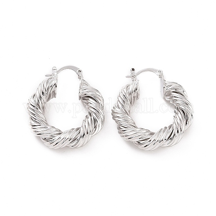 Brass Twist Rope Shape Hoop Earrings for Women EJEW-F303-07P-1