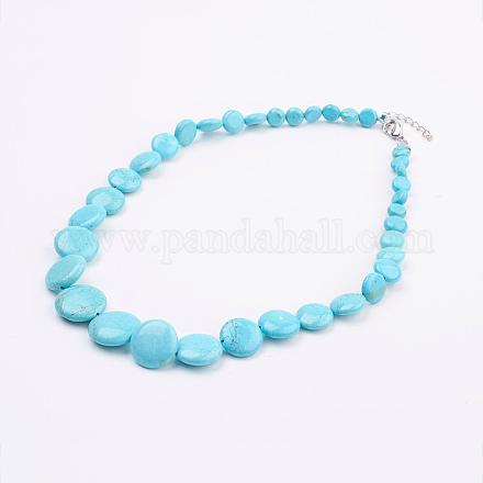 Turquoise naturelle diplômé colliers de perles NJEW-P196-03-1
