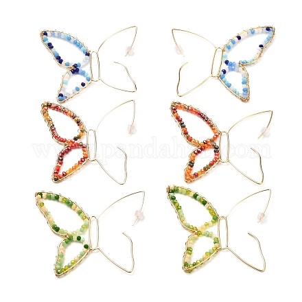 Schmetterlings-Glasperlen-Ohrringe für Mädchenfrauen EJEW-JE04657-1