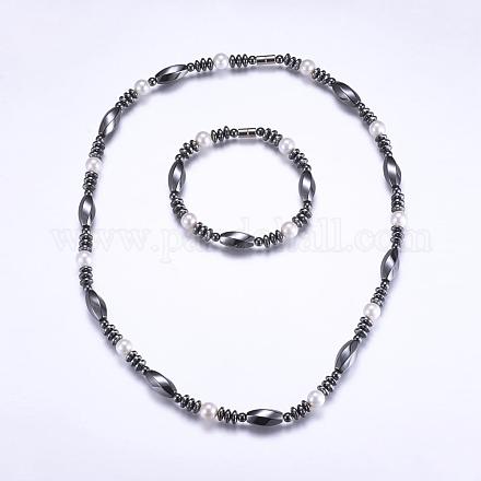 Non-Magnetic Synthetic Hematite Jewelry Sets SJEW-P146-01-1