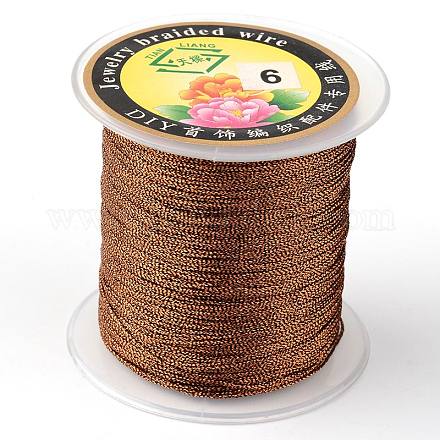 丸いメタリック糸  刺しゅう糸  9プライ  ココナッツブラウン  0.8mm  約65.61ヤード（60m）/ロール MCOR-L001-0.8mm-16-1