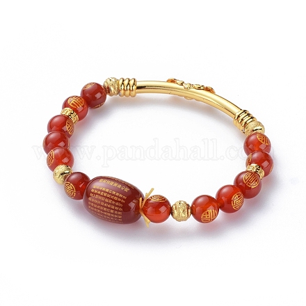 Bracelets stretch en cornaline naturelle BJEW-G626-06-1