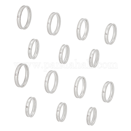 Unicraftale 14pcs 7 anello di barretta scanalato del rhinestone di cristallo di formato RJEW-UN0002-55P-1