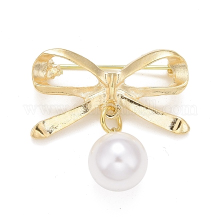 Broche bowknot en alliage avec perle en plastique JEWB-A004-02LG-1