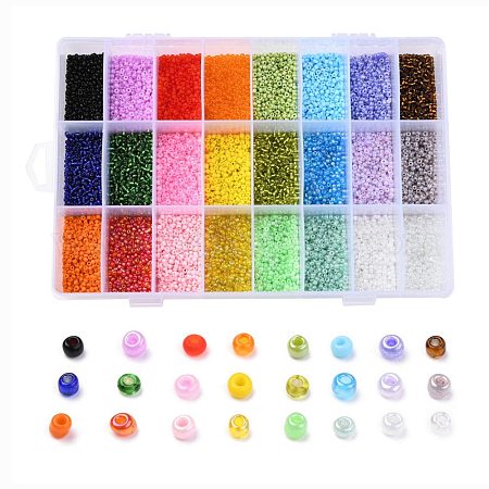 PandaHall Elite 1500pcs 6/0 Glass Seed Beads, 15 Color Waist Beads