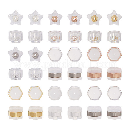 Wholesale 142Pcs 8 Style Brass & Silicone Earring Nuts 