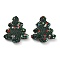 Christmas Tree Polymer Clay Rhinestone Beads, Focals Beads for Beadable Pens Jewelry Keychain Making, Emerald, 30.5x27.5x8mm, Hole: 2mm