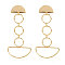 Alloy Stud Dangle Earrings, Golden, Half Round, 75x30mm