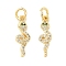 Brass Micro Pave Cubic Zirconia Pendants, Snake Charms, with Jump Ring, Real 18K Gold Plated, 17x5.5x3mm, Hole: 3.5mm