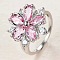 Plum Blossom Brass Pave Cubic Zirconia Finger Rings for Women, Platinum, US Size 7(17.3mm)