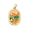Brass Enamel Pendants, with Imitation Pearls, Rack Plating, Lasting Plated, Cadmium Free & Lead Free, Rectangle, 23x15x3.5mm, Hole: 4.5x2.5mm