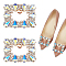 2Pcs Alloy & Glass Shoe Buckle Clips, Detachable Shoe Decoration, Rectangle, Light Gold, 50x65x9mm
