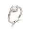 Brass Micro Pave Cubic Zirconia Rings, Round, US Size 6 1/4(16.7mm)