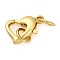 Brass Lobster Claw Clasps, Long-Lasting Plated, Lead Free & Cadmium Free, Heart, Golden, 13x9x3mm, Hole: 4mm