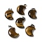 Natural Tiger Eye Pendants, Crescent Moon Charms with 201 Stainless Steel Snap on Bails, Stainless Steel Color, 23~24x15.5~17.5x7.5~8.5mm, Hole: 4x2.5mm