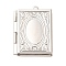 Rack Plating Brass Locket Pendants, Long-Lasting Plated, Lead Free & Cadmium Free, Rectangle with Oval Pattern, Platinum, 26x19x5mm, Hole: 1.8mm, Inner Diameter: 15x10mm
