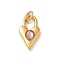 Ion Plating(IP) 304 Stainless Steel with Rhinestone Pendants, with Jump Ring, Real 14K Gold Plated, Heart Lock Charm, Light Rose, 20x11.5x6mm, Hole: 5x3mm